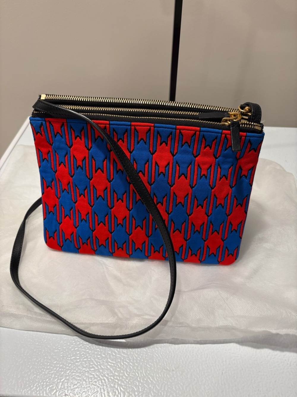 NWOT Celine Trio Bold Red & Blue Geometric Crossbody Bag - Women's Shoulder Bag